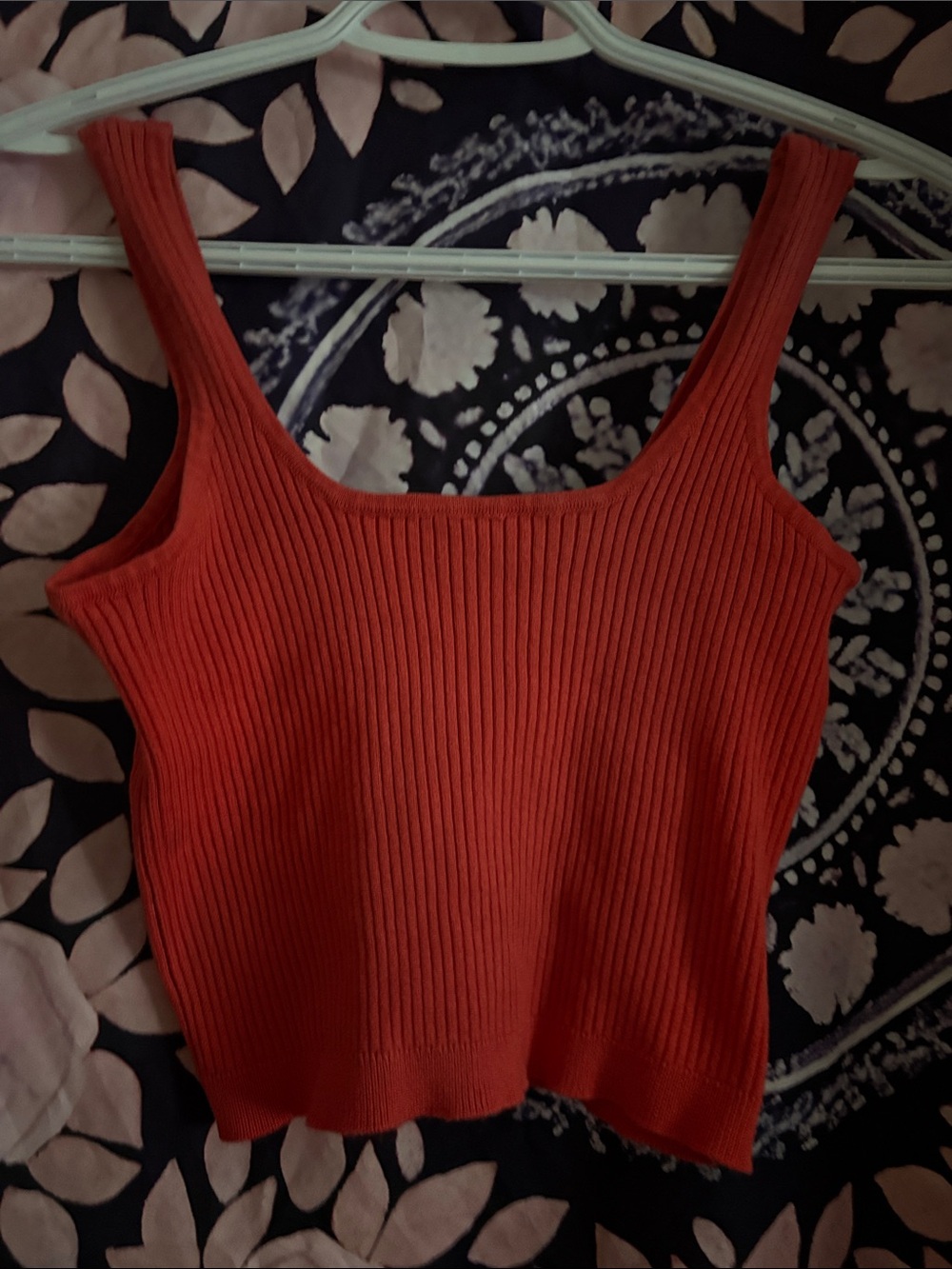 Forever 21 Ribbed Orange-Red Tank Top